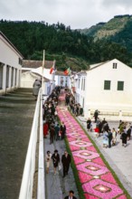 Street religious procession, Procissao de Senhor der Infernos, Furnas, Sao Miguel Island, Azores,