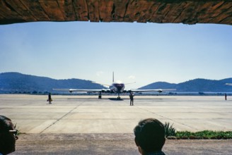 De Haviland Comet aircraft at airport, Ibiza, Balearic Islands, Spain 1967.
