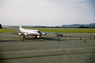 British European Airlines airliner Vickers Viscount 630 plane G-AMCG, Kloten airport, Zurich,