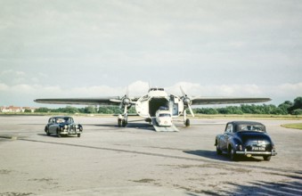 Cars being being loaded onto cross-channel freighter aircraft Silver City Airways, Le Touquet
