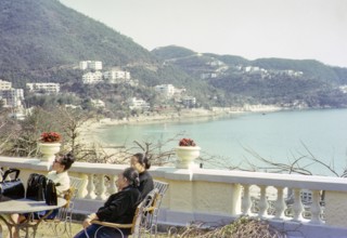 View of bay from Repulse Bay Hotel garden terrace, Repulse Bay, Hong Kong, Asia 1964.