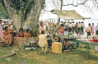 People celebrating having picnics, Waterfront, Johor Bahru, Malaysia, Southeast Asia 1963 - Mawlid