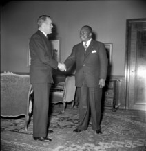 Petitpierre welcoming William R. Tolbert, President of Nigeria, 1955