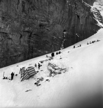 US-military plane crash, wreckage upon the Guggi glacier, Jungfrau 1952