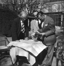 Deep-sea research scientists Auguste Piccard and Pietro Vassena, Sierre 1948