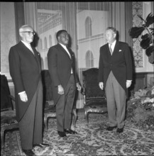 Federal Councillor Spuehler, ambassador Alues, President Schaffner. Berne 1966