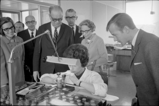 Tage Erlander and wife Aina visit watch factory Certina, Granges 1969