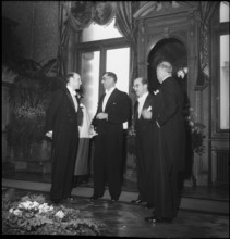 New Year reception at Federal Palace, Berne 1946: Weber, Kobelt, Stucki, Grenus