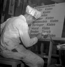 Compositor designs a board,  layout, Kloten 1948