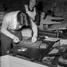 Pupils working in the Milchbuck school printers, Zurich 1952