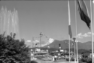 Steamship on Lake Lucerne, in the harbour of Lucerne, 1963