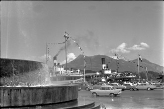 Steamship on Lake Lucerne, in the harbour of Lucerne, 1963