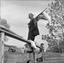 Man belonging to a rifle association at the commemoration 550 years Battle of Stoss, 1955
