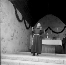 Monk preaching at the commemoration 550 years Battle of Stoss, 1955