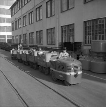 Baden, open day at BBC, visitors on works premises,  1954