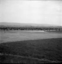 Road user meeting in Dubendorf to define unwritten traffic regulation guideline, 1953