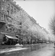 Zurich covered with snow 1952: Bahnhofstrasse