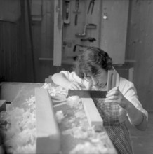 Wood working at school for Swiss craft in Richterswil 1957