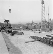 Lausanne - Yverdon connection road under construction 1957