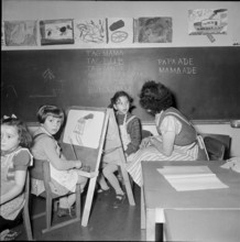 Painting children at school for social work, Zurich 1953