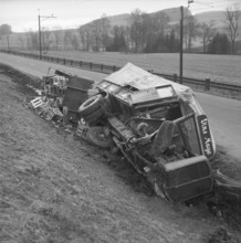 Tilted truck near Schupfen 1956