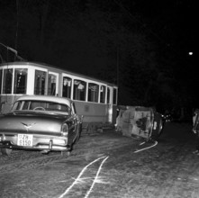 Traffic accident in Zurich because of contempf of a stop sign 1957
