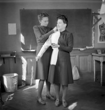 Fitting at Swiss women's technical college, Zurich 1945