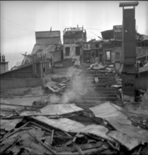 Remains of the Palace hotel after burning, Lausanne 1943