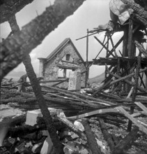 Burning of the railway station building, Arth-Goldau 1947