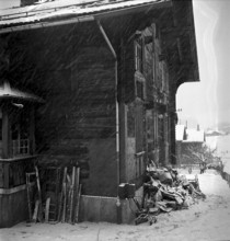 Children's home ""Les Oisillons"" in Chateau d' Oex damaged by burning 1949