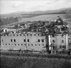 Roof of the Bellechasse prison destroyed by a fire 1951