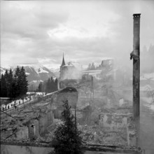 Grand hotel Rigi Kaltbad burned down, 1961