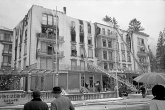 Hotel Schweizerhof Interlaken on fire 1971