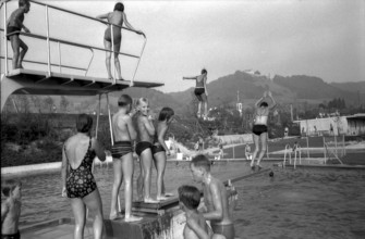 Children in the swimming pool, Stettfurt 1966
