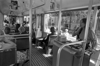 People in the tramway, Zurich 1970