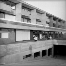 New built apartment building and supermarket in Basle 1959