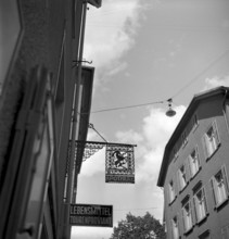 wrought-iron pharmacy shop sign in Bienne 1942
