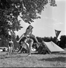 13th International tent camp in Colombier 1952: teenagers