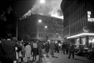 Big fire at EPA department store, Sihlporte in Zurich 1967