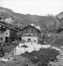 Washing on clothesline in Splugen 1941