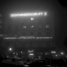Neon lights, illuminated letters, Zurich 1955
