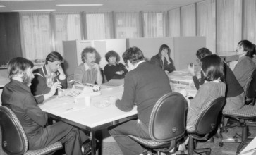 Pilot edition of Sonntagsblick being produced, Ringier publisher. Zurich 1969