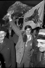 Reception for downhill world champion Bernhard Russi, Andermatt 1970