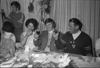 Reception for downhill world champion Bernhard Russi, Andermatt 1970