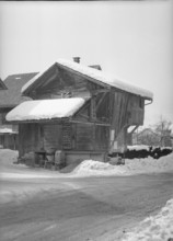 Historic granary threatened by road widening, Oberdorf Kerns 1963