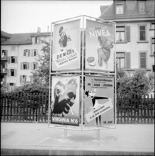 Advertising pillar, advertisement in Zurich, 1955