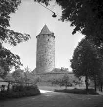 Porrentruy Castle with Tour Refous (tower), 1950