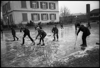 Ice skating at a schoolyard in Bulach 1968