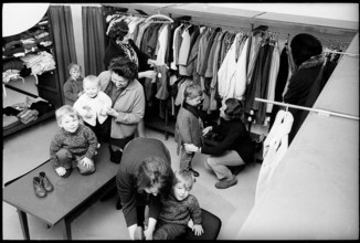 Shopping at a second hand clothes shop, 1968