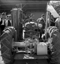 Tractor with wood gasifier at course for tractors, Winterthur 1941